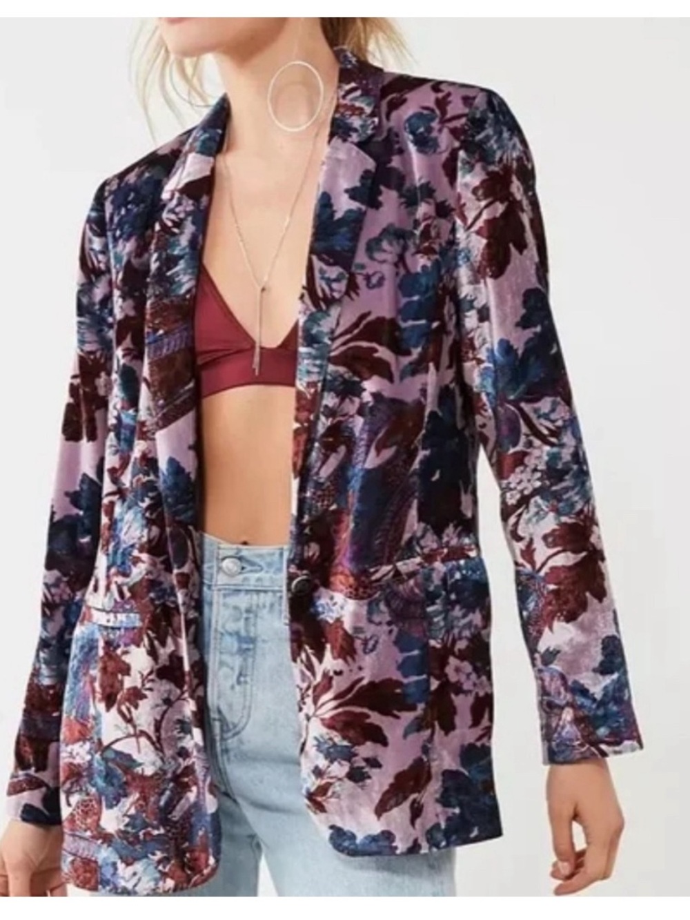 Urban Outfitters Morris Floral Velvet Blazer Medium Floral Jacket Boho